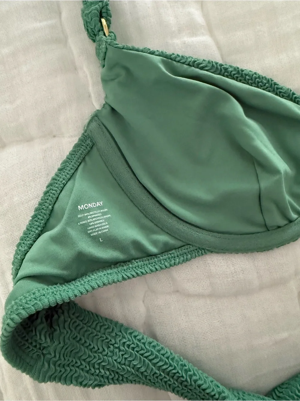 Monday Swimwear Honolulu Top in Pond Crinkle - Green Halter Bikini Top NWT